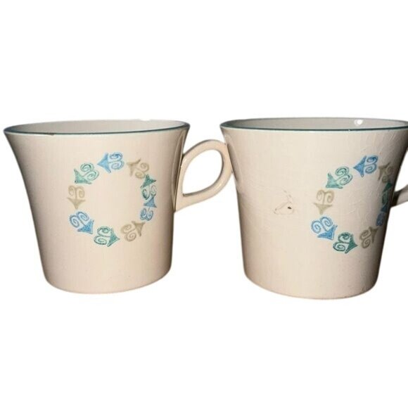 Vintage Carlton Japan Blue White Ceramic Coffee Mugs Set Of 3 Retro Kitchen Drin - Picture 3 of 8